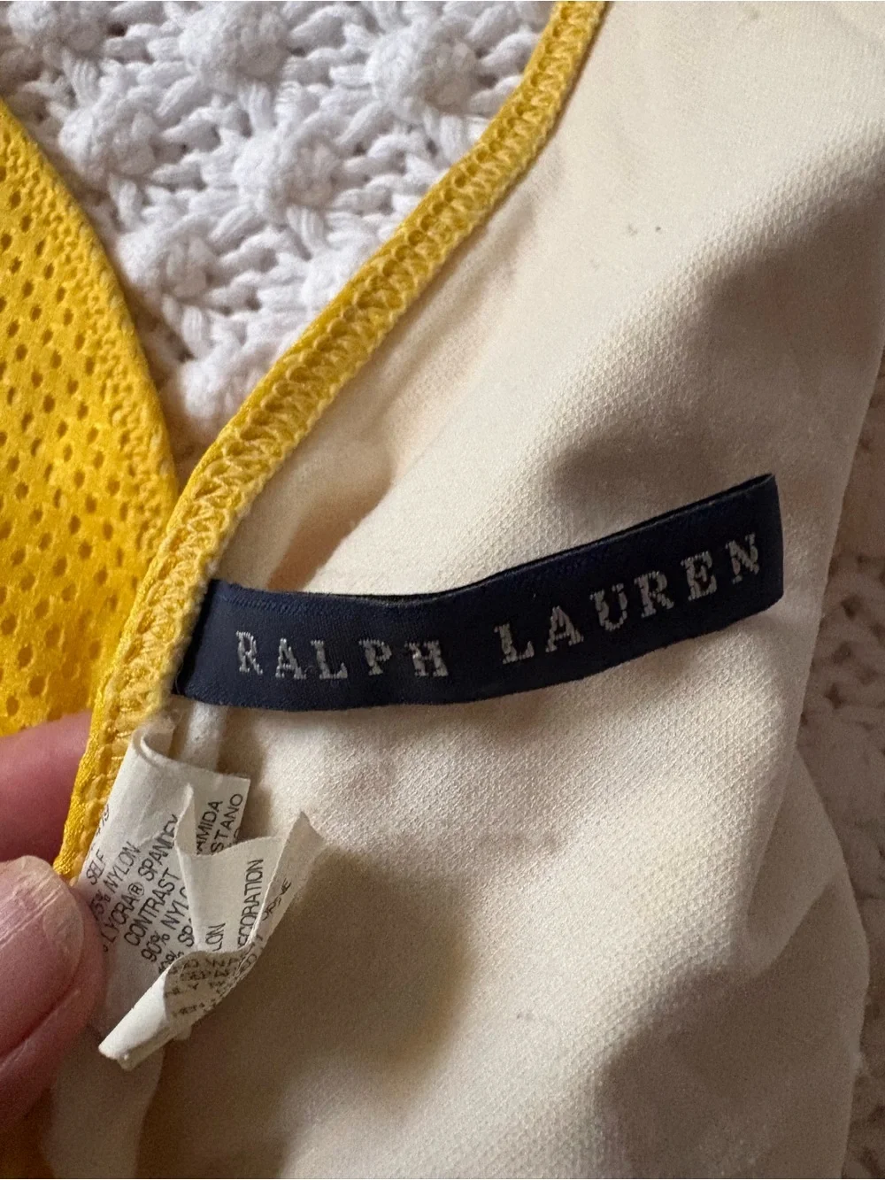 RALPH  LAUREN vintage Yellow halter mesh bikini set size L